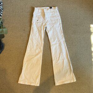 7 for All Mankind White Flare Jeans with Pocket Detail